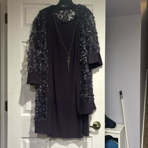 Elegant Purple Dress with Floral Overlay